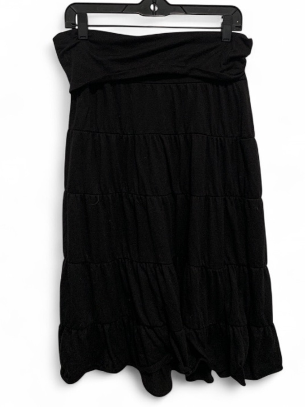 Y2K Bohemian Fold Down Waist Black Tiered Skirt